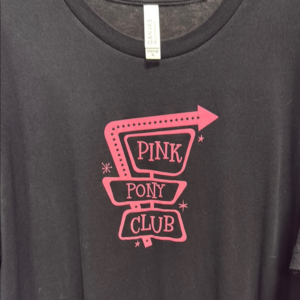 Black T-Shirt with Pink Pony Club Graphic